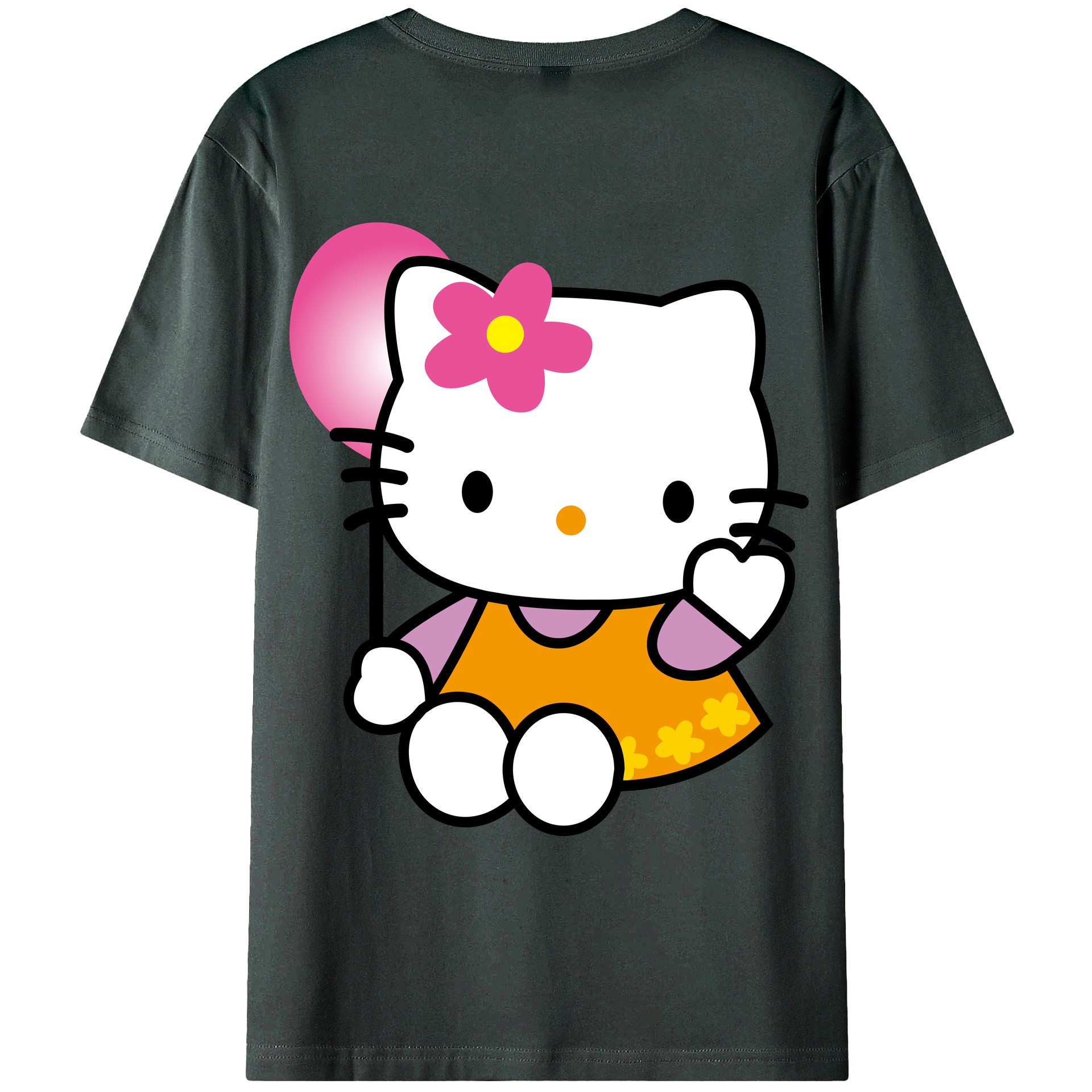 （画像用） Hello Kitty ハローキティ 綿100％ メンズ半袖Tシャツ（バックプリント） 通気性